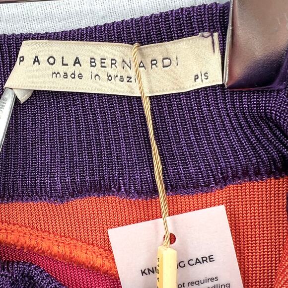 PAOLA BERNARDI Renata Mini Skirt Womens Pink Purple Colorblock Stretch Knit NEW - Picture 7 of 16